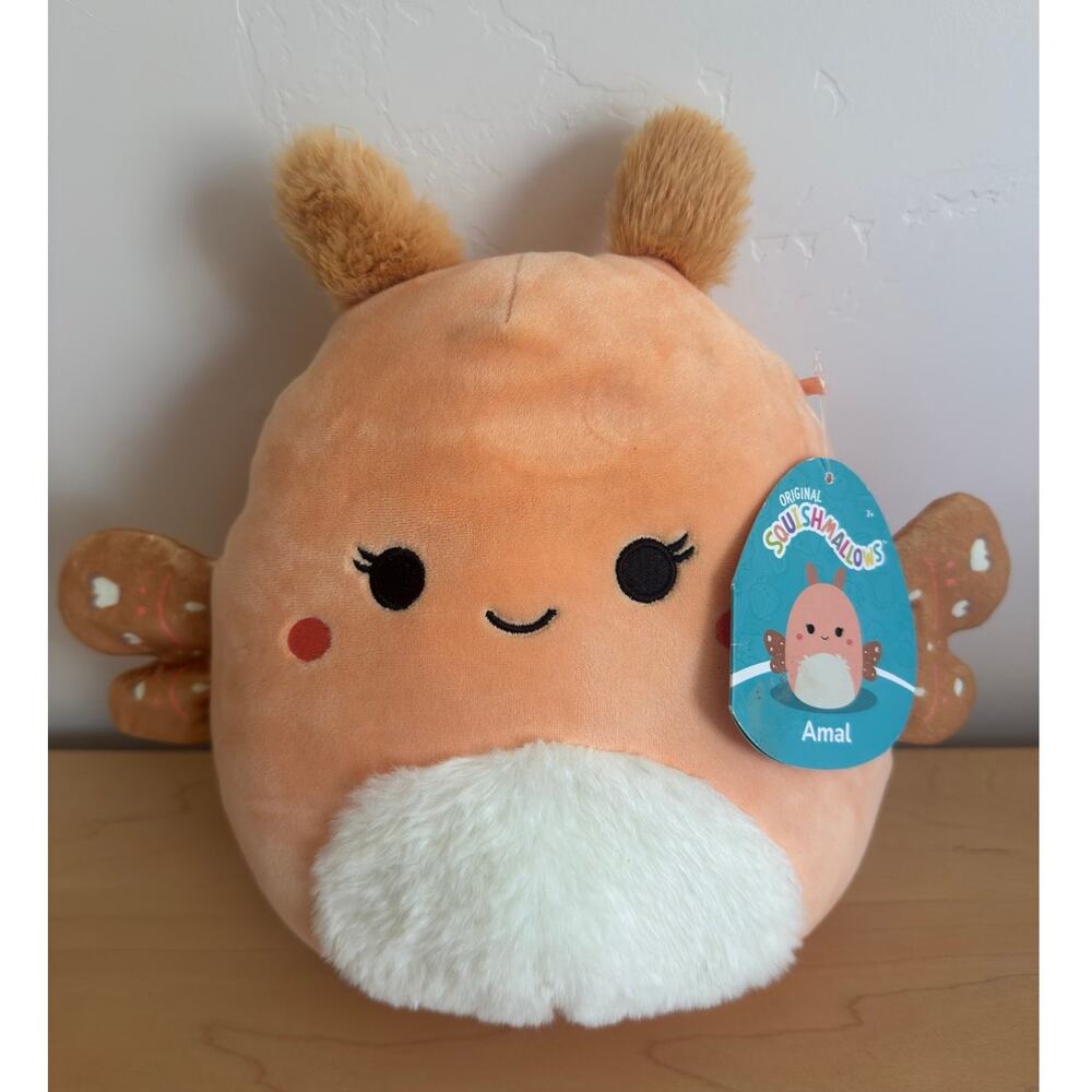 Squishmallow 8" Amal the Peach Orange Moth Plush NWT - Spring Squad Bug